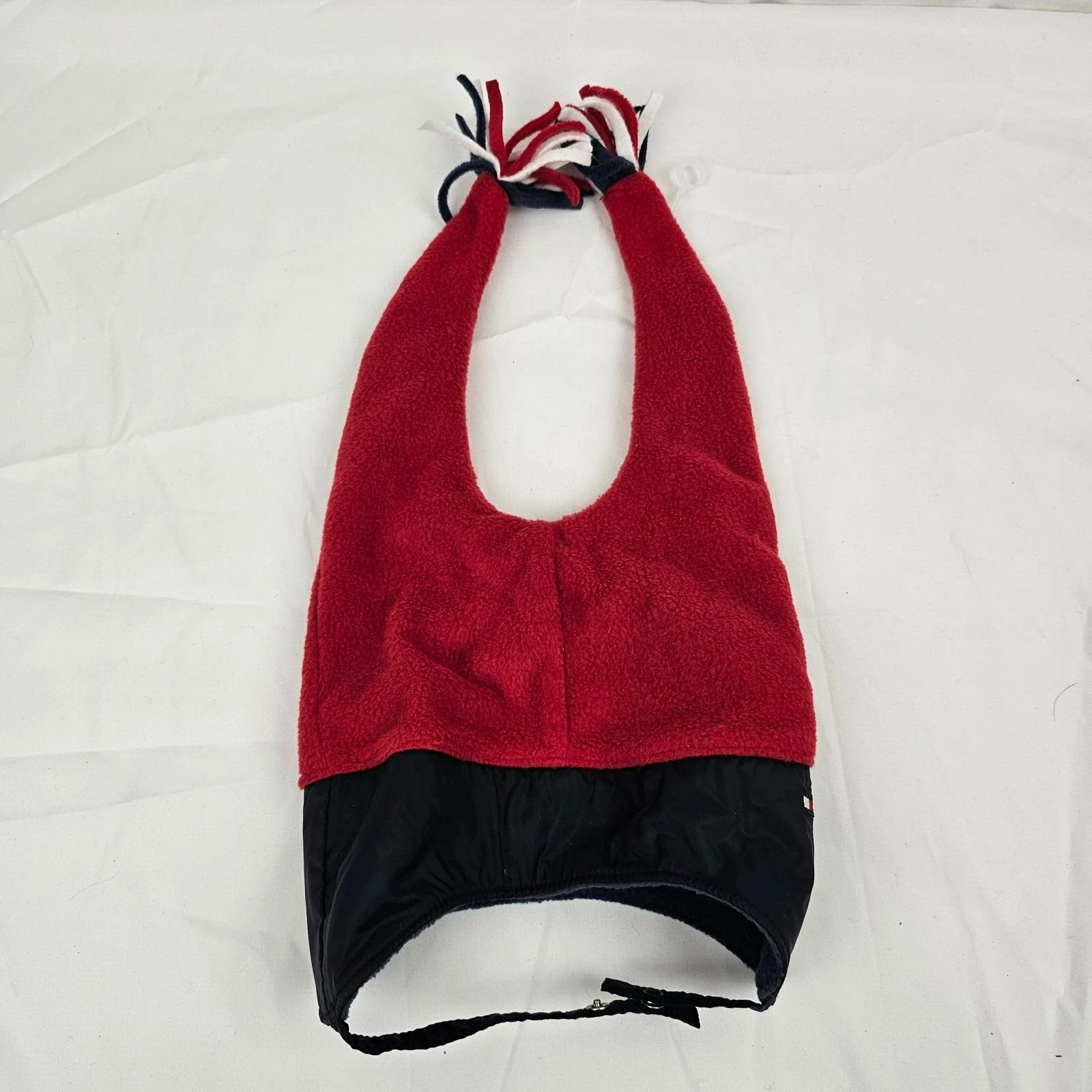 Vintage Tommy Hilfiger Baby boy Girl Red Navy Jester Fleece Winter Hat 3-6-12