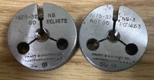 Pratt & Whitney 1875-32, Go, No-Go Thread Gage 2 piece set