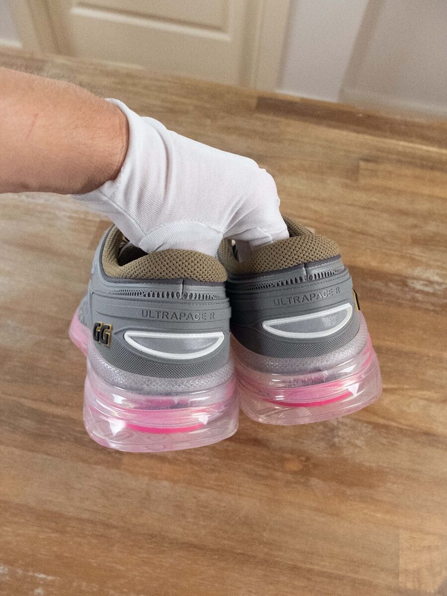GUCCI Ultrapace R gray & pink transparent sole low sneakers GUCCI Ultrapace R gray & pink transparent sole low sneakers