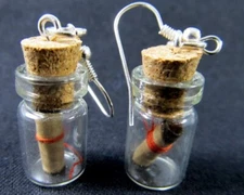 Bottle Post Earrings Miniblings Pendant Glass YOUR OWN MESSAGE Valentine's Day