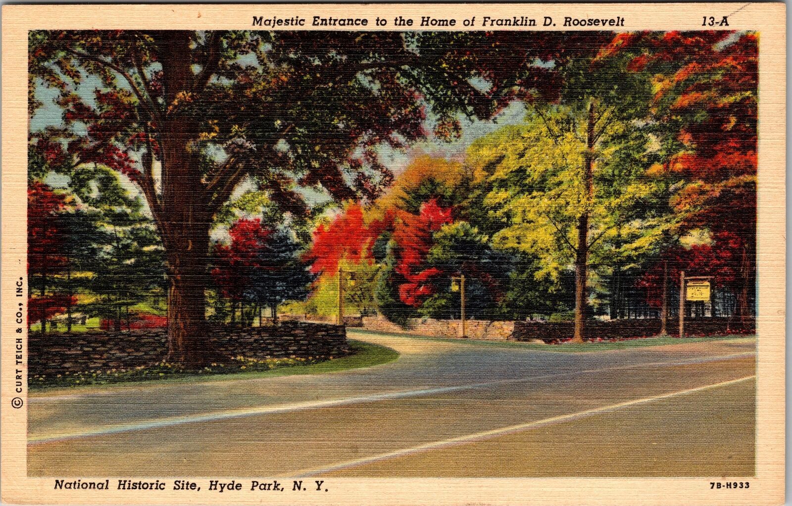 Hyde Park NY-New York, Entrance Ro Roosevelt Home, Vintage Postcard