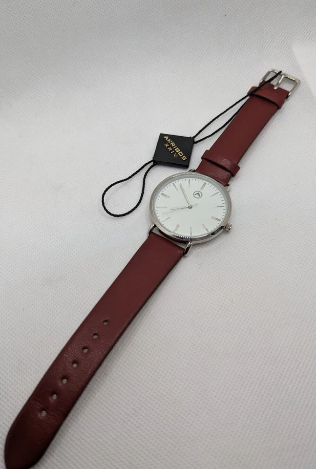 AKRIBOS XXIV AK1033 Cuero Genuino Cuarzo Analógico Reloj Mujer Batería Nueva Foto 4 de 4