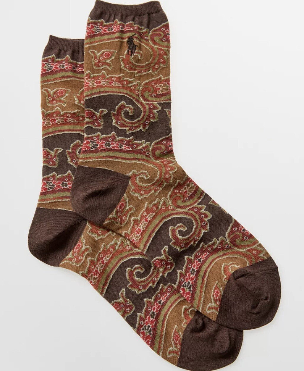 Polo Ralph Lauren donna Paisley Crew calze marroni polo pony