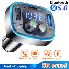 Bluetooth Car Wireless FM Transmitter Adapter USB Type C PD Charger Handsfree US