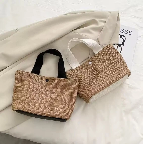 Straw Bag, tote bag, french beach bag, vacation bag, Raffia bag, black or white - Image 4 of 4