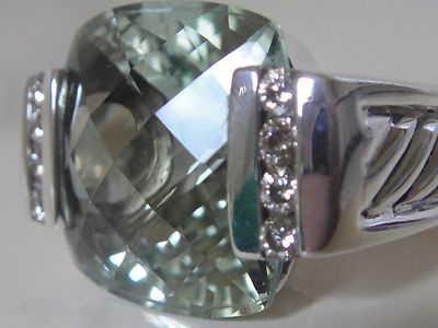 $1250 DAVID YURMAN GROSSER PRASIOLITH (SALBEI) DIAMANT DEKO EISRING 