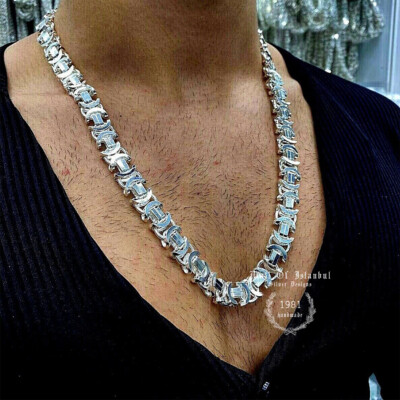 Mens Flat Byzantine Necklace Euro King 