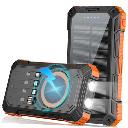 High-Capacity 49800mAh Solar Wireless Portable Phone Charger in Orange High-Capacity 49800mAh Solar Wireless Portable Phone Charger in Orange