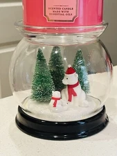 New Bath Body Works POLAR BEAR CLOCHE 3 Wick GLITTERY Pedestal CANDLE HOLDER