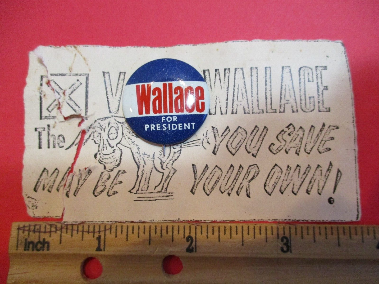 Vintage Wallace For President Pinback Button Campaign Pin Election Vote Politics