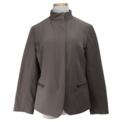 Authier Jacket Size 8 Taupe Gray Twill Zip Up Made in Italy
