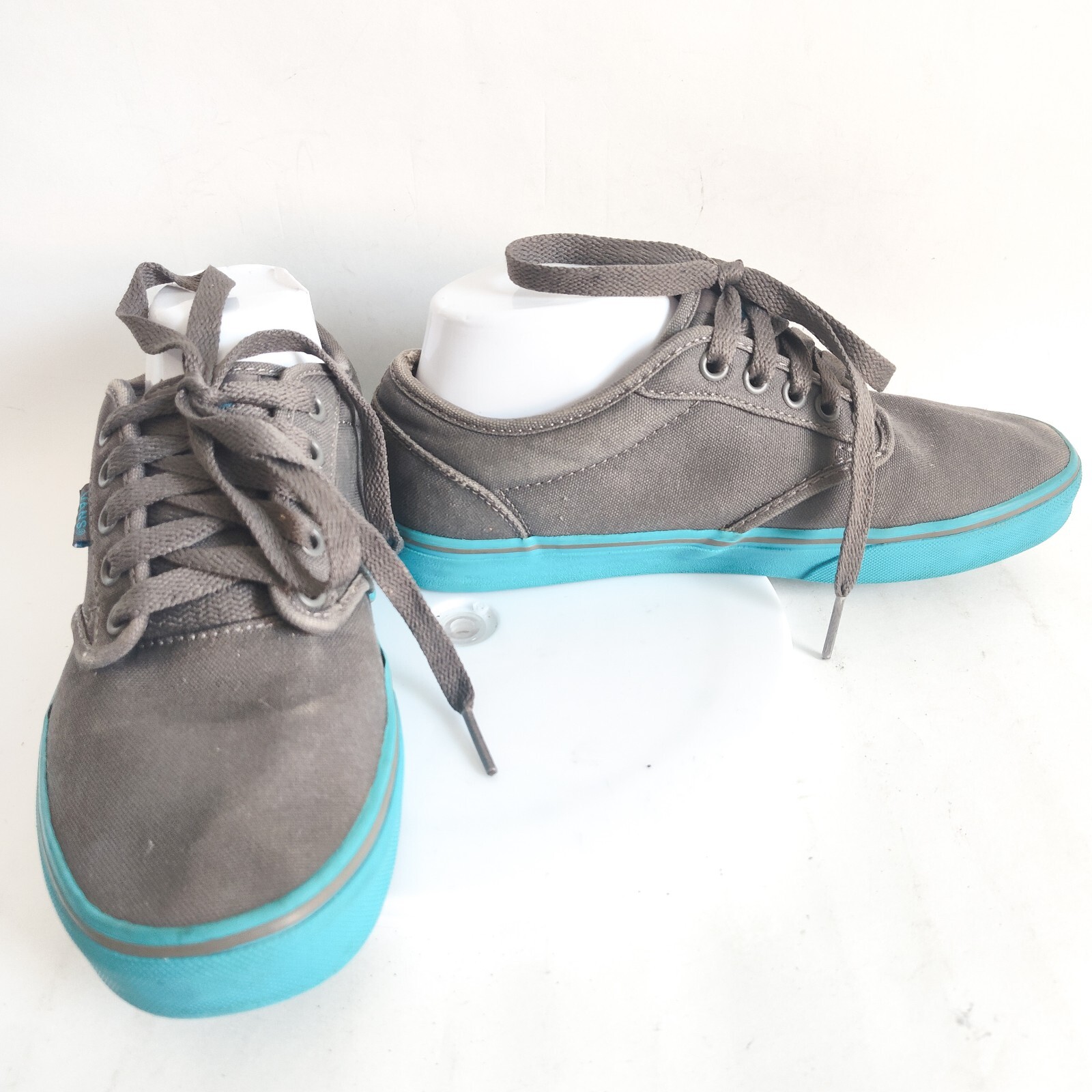Vans Atwood Gray Electric Blue Canvas Casual Skate Shoes Sneakers