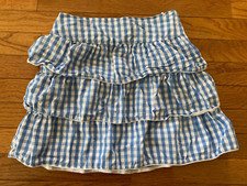 Girl's Blue White Gingham Place Skirt Sz. 8