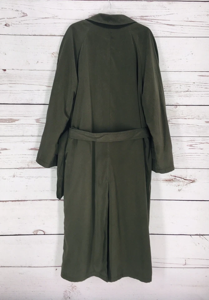 Vtg Bill Blass Men's Trench Coat Size 48 Belted Wool Removable Liner Green Y2K - Image 4 of 4