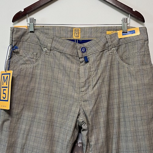 Meyer M|5 Pants NWT Mens 36x34 Check Chino Pants Slim Fit 9-6126 Trousers Taupe - Picture 7 of 17