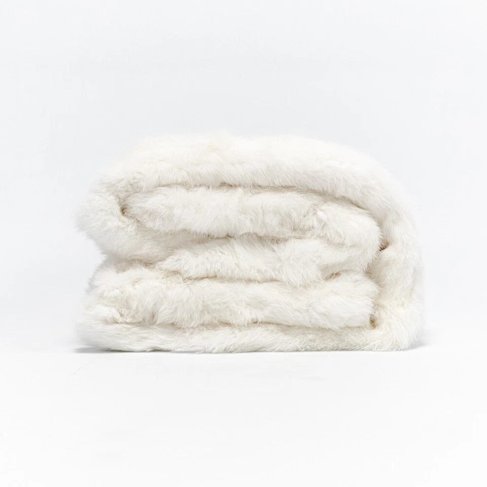 Роскошный реальный кроличий мех плед теплый покрывало многоцветный 55 x 63 дюйма - Изображение 4 из 4