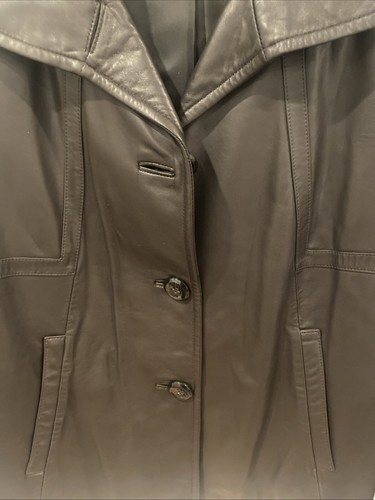 Ellen Tracy Brown Soft Leather Jacket 3 Button Closure Side Pockets Women’s XL - Picture 4 of 14