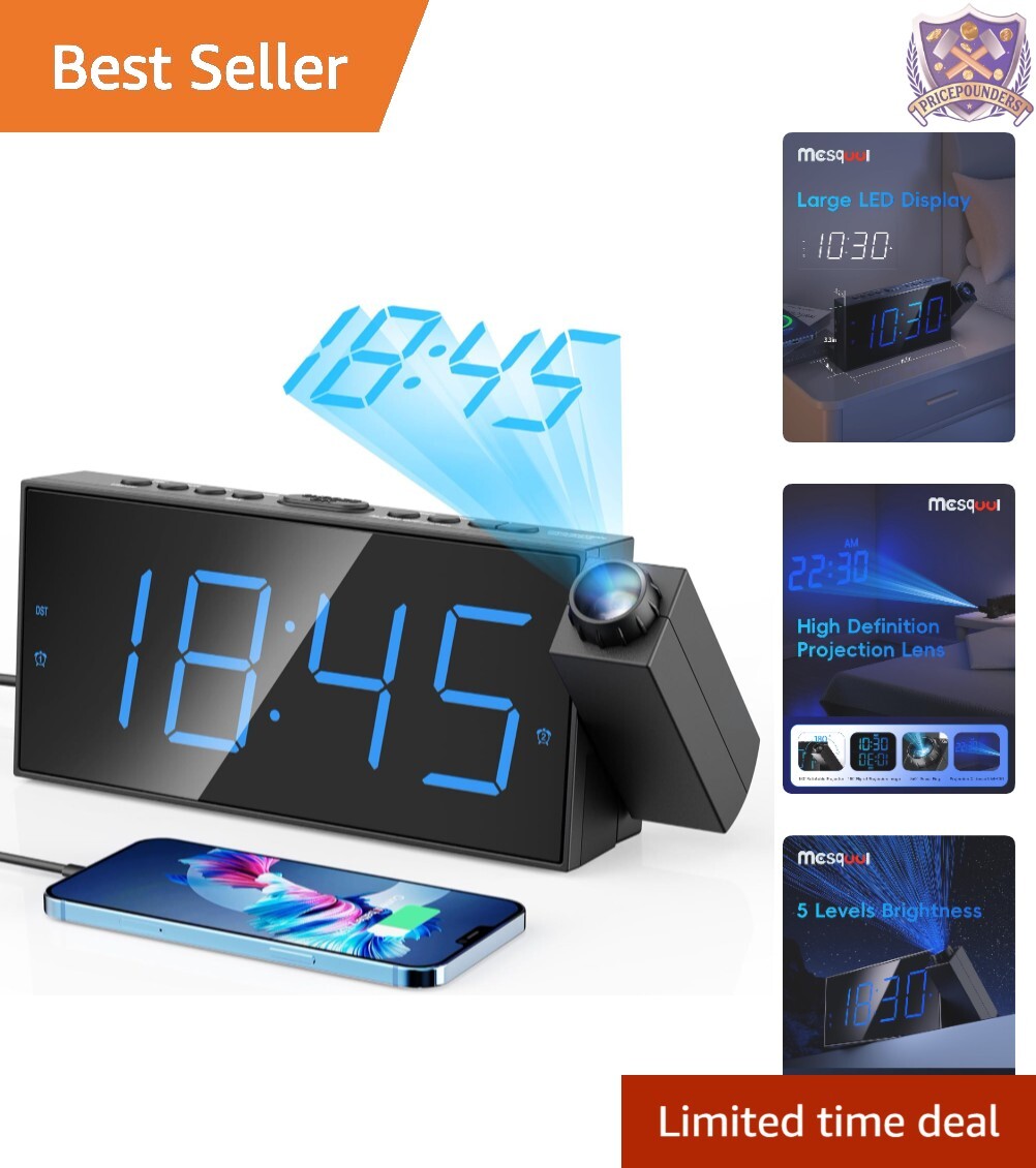 Plastic Large Led Display Dual Alarms Bedroom