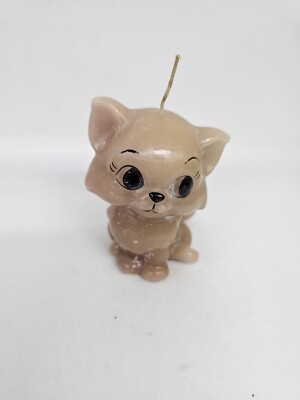 Cat Candle Vintage 1950s White Never Burned Mid Century Cute Kitty Decorative 