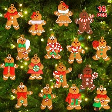 16pcs Gingerbread Ornaments for Christmas Tree Decorations, Gingerbread Man C...