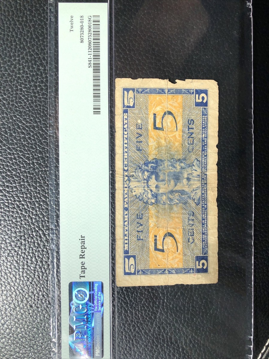 Rare To Find Military Payment Certificate Series 521 5 Cents First