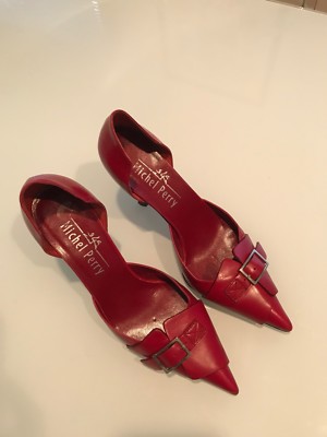 Escarpins Rouges à Bout Pointu Michel Perry Taille 37 - Boucle Ajustable - Talon Haut Chic