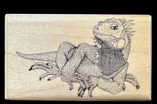 Rare Vintage Rubber Stamp Judging Iguana Iggie Lizard Mostly Animals Humor