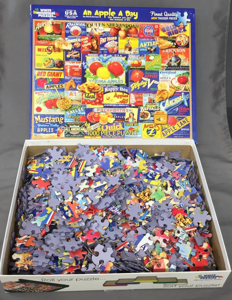RARE! White Mountain Puzzles "An Apple A Day" 1000 Pc Jigsaw Puzzle - Complete - Image 3 of 4