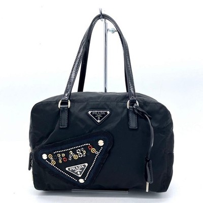 PRADA Nylon Black Mini Handbag Triangle Logo Lock Authentic Crossbody Bag