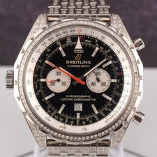Breitling Men's Chrono-Matic 44mm 8ct Diamond Steel Black Dial Watch Ref: A41360 12