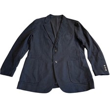 Thomas Dean Collection Casual Blazer Navy Blue 44L Stretch Cotton Sport Coat NWT