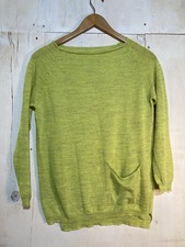 Roberto Collina Italian Luxury Fine Knit Linen Blend Sweater Bright Green Small