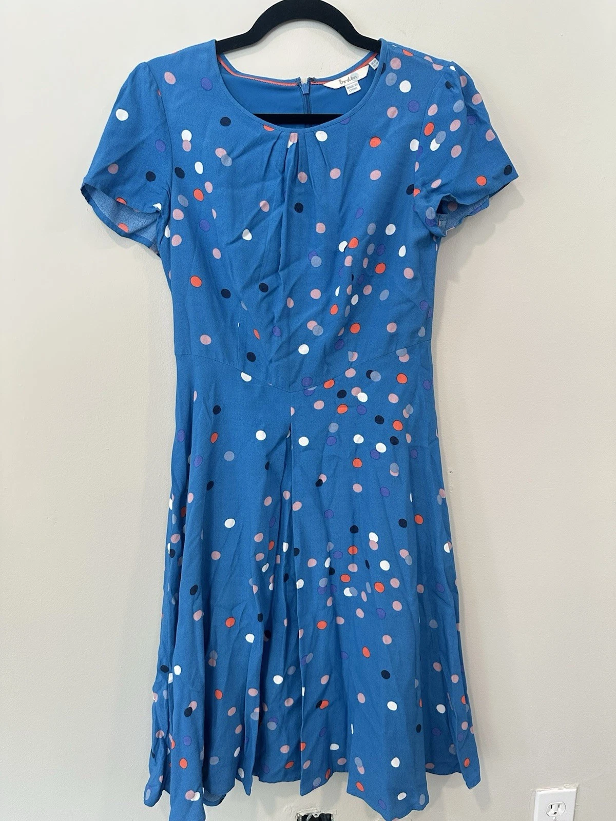 VETEMENTS Boden Calissa abito midi donna modesto blu a pois taglia 4R 2042