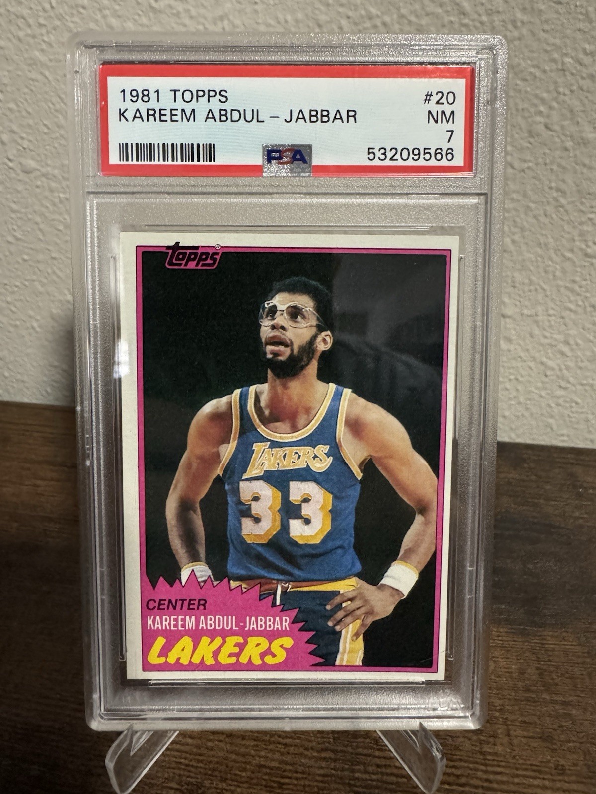 1981-82 Topps #20 Kareem Abdul-Jabbar PSA NM 7 JC