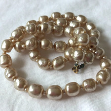 Vintage Glass Baroque Pearl Necklace - 20"