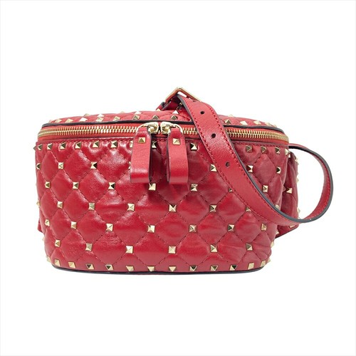 Valentino Body Bag Waist Pouch Rockstuds Leather Bordeaux Authentic