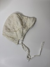 Vintage Baby Bonnet Hat Cap Flannel Ivory Cottage Core Infant