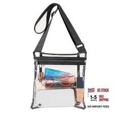 Stadium Approved Clear Purse - TPU Crossbody Bag for Women - Concert Black