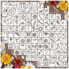 100Pcs Small Stencils for Rock Painting Reusable Small Flower Stencils for Cr...
