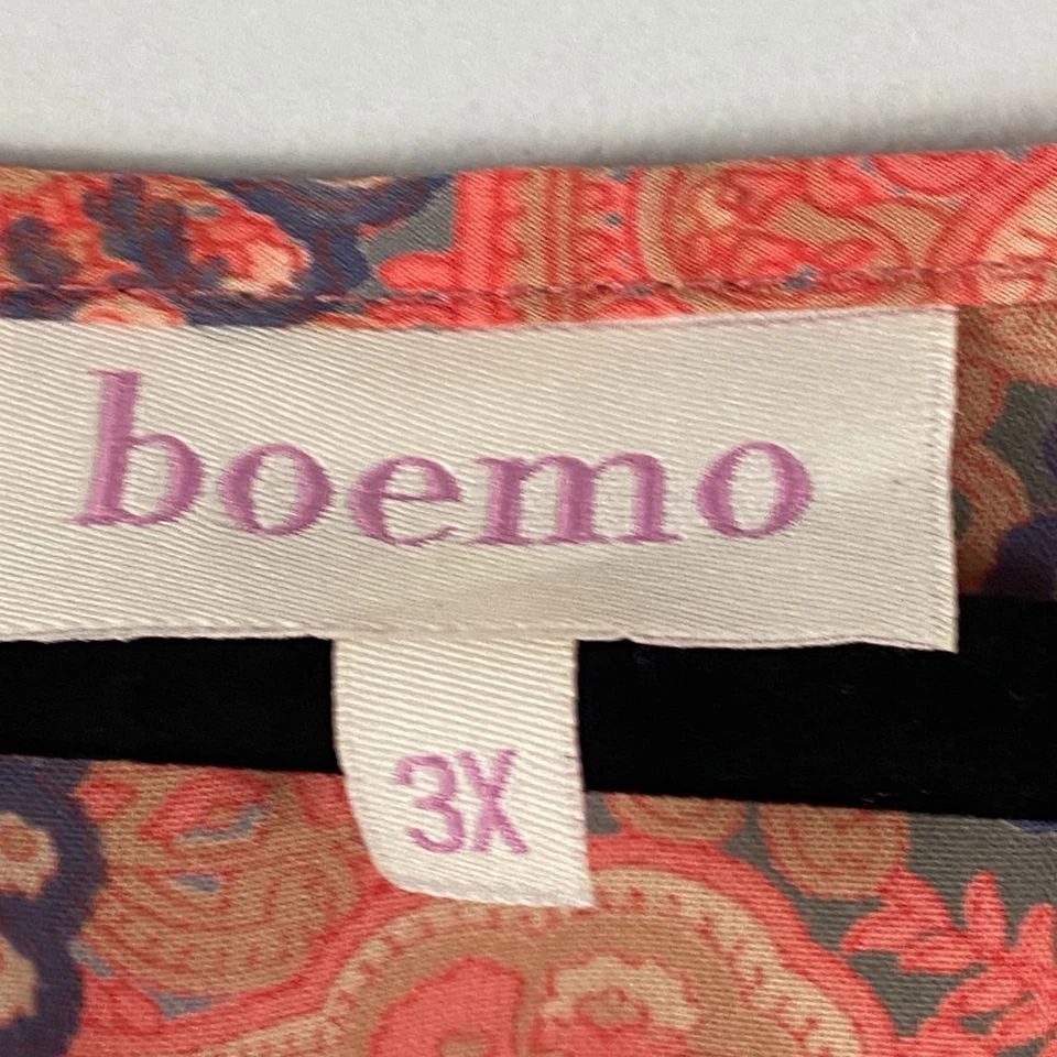 Boemo Maxi Dress Size 3X Coral Pink Ruffle Tiered Long Sleeve Boho - Image 4 of 4