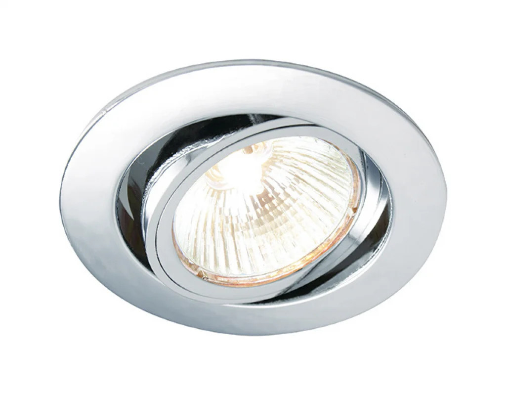 Downlight Silver Cast Round Tilt IP20 Chrome Saxby 52332