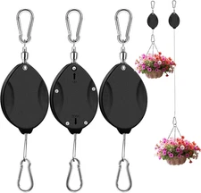3 Pcs Upgraded Heavy Duty Retractable Plant Hanger,Plant Pulleys for Hanging Pla