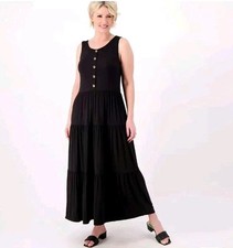 #1908 Joan Rivers Regular Jersey Tiered Maxi Dress Size M