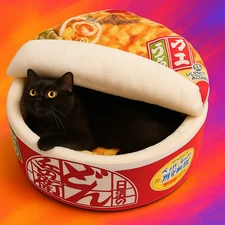 Ramen Noodle Pet Bed Soft Warm Cat Dog Nest Washable Cushion Non Slip Bottom
