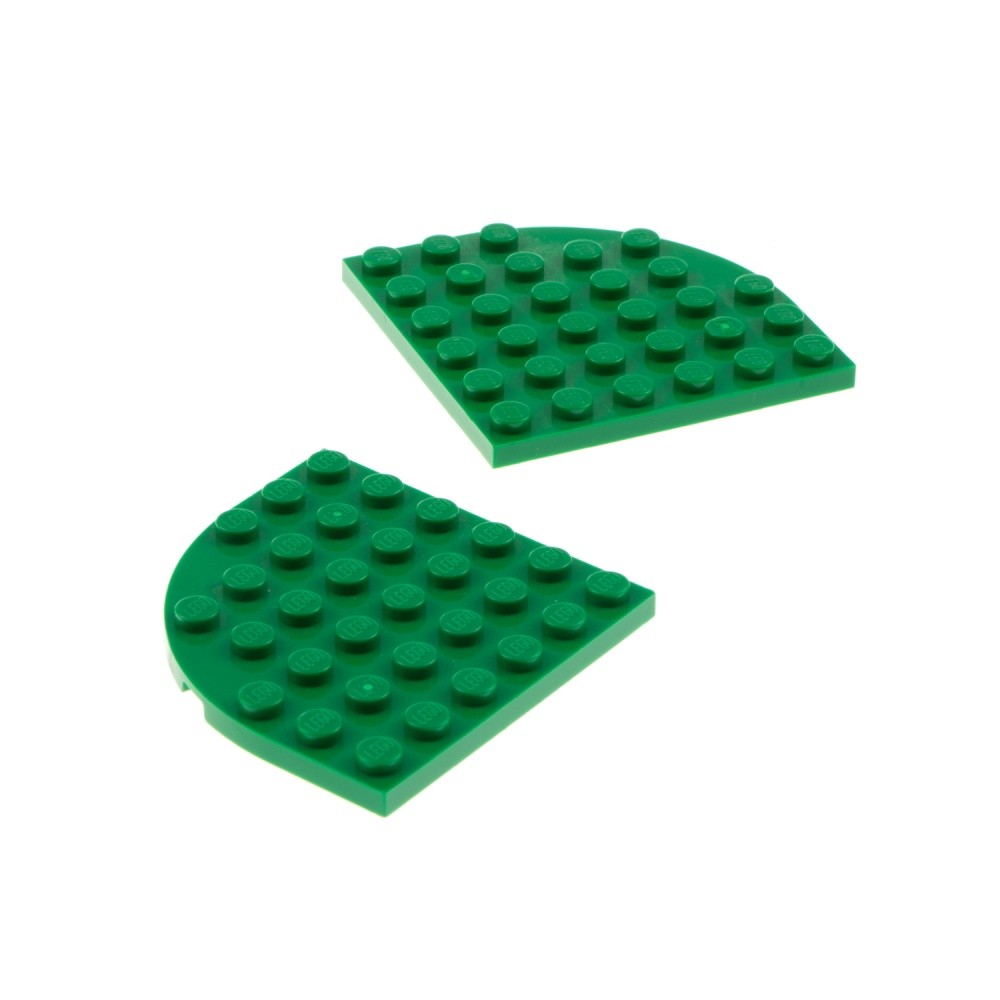 2x LEGO Construction Plate Corner Round 6x6 Green 6021999 600328 4240403 6003