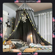 Kids Bed Canopy for Girls, Large Princess Dome with Lights, Soft Polyester