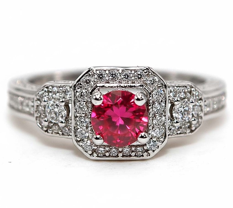 1CT Heat Treated Rubellite Tourmaline 925Sterling Silver Ring Jewelry Sz 8 MM2-5