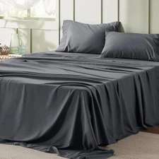  Sheets Grey - Soft Sheets for Size Bed, 4 California King 01 - Dark Grey