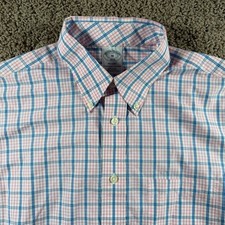 Brooks Brothers 1818 Regent Mens Medium Pink Blue Plaid Cotton Button Down shirt