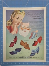 DANIEL GREENS Christmas Shoes Santa Mask 1942 Print Ad